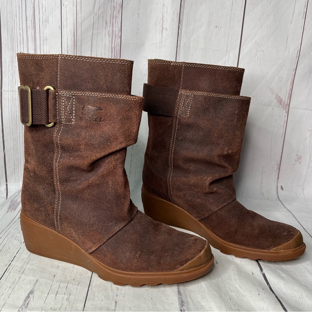 Sorel Womens 8 Brown Suede Toronto Wedge Midcalf Waterproof Boots NL2117-248